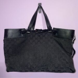 Gucci Weekender Tote Bag GG Canvas Monogram Top Handle Large Purse